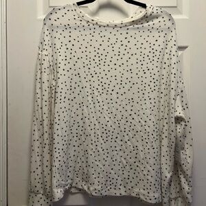 Time and Tru Cream and Black Speckled Long Sleeve Tee